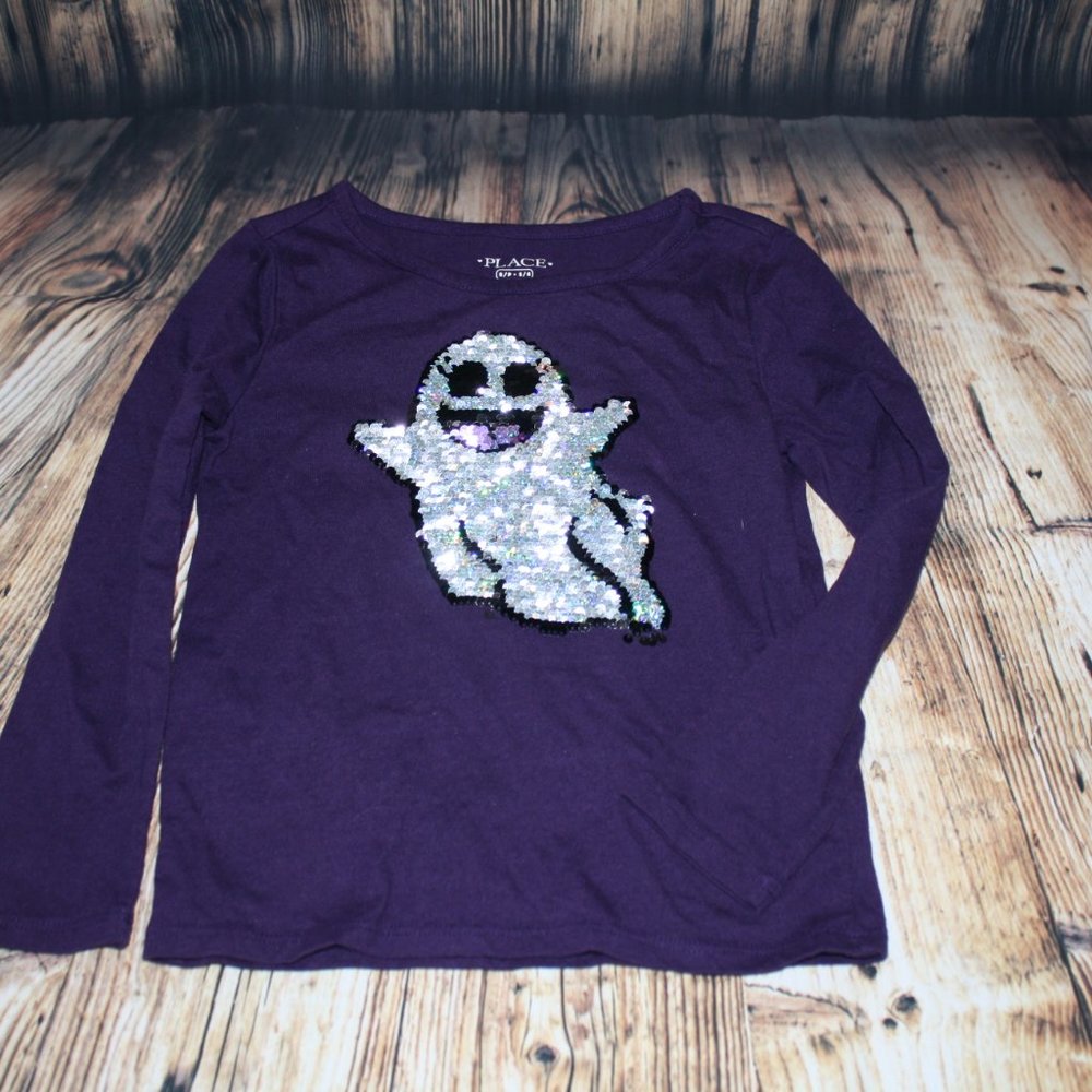 Children's Place Sm (5/6) Purple Ghost Sequin Tee